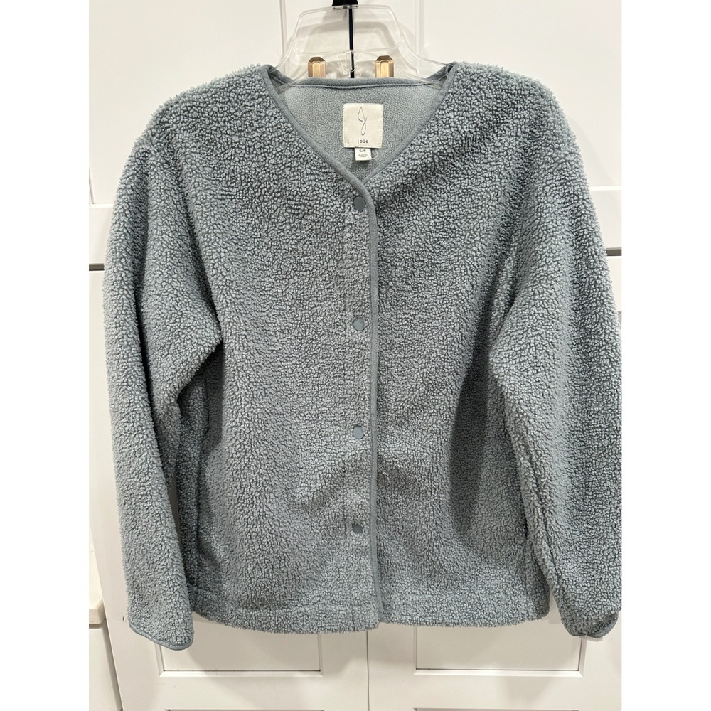 Joie Blue Sherpa Fleece‎ Snap Front Jacket Small